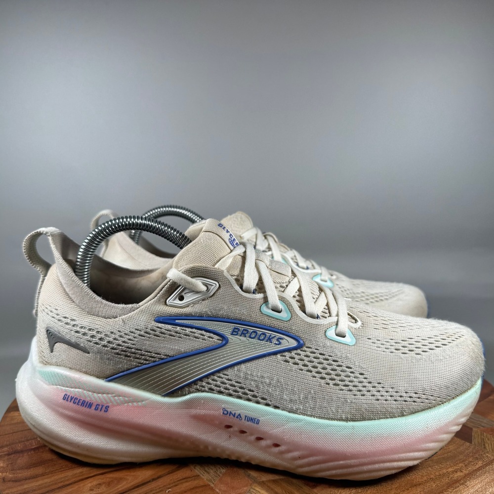 Brooks Glycerin GTS 22 Women Running Shoes Cream Pink 1204351D110 Size 9 Wide